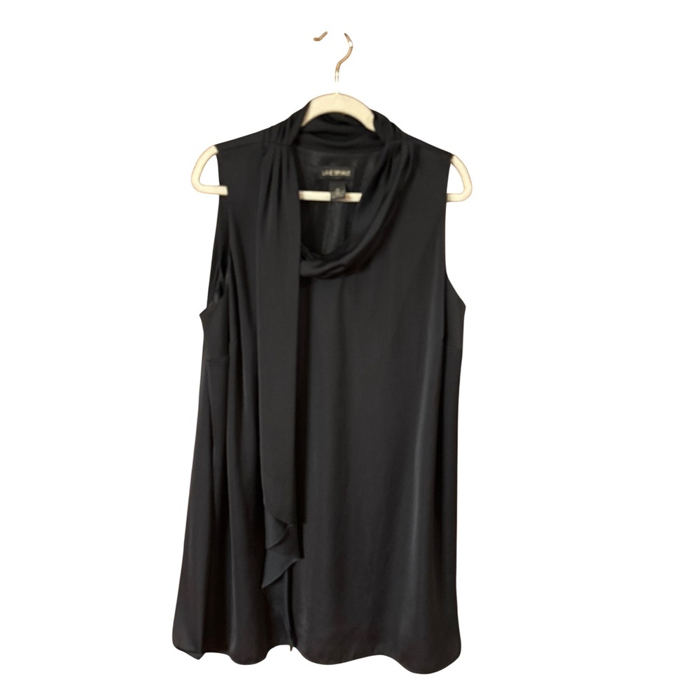 Lane Bryant Black Sleeveless Cowl Neck Scarf Detail Shift Dress Plus Size 22